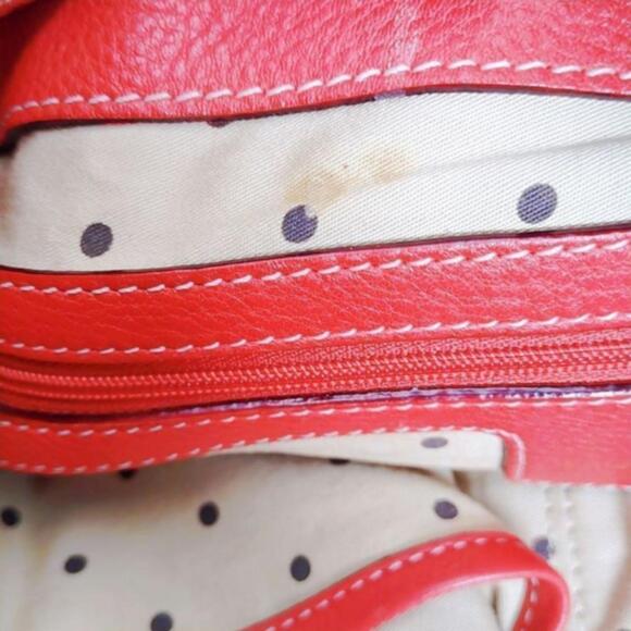 Kate Spade handbag tote bag, drawstring style, leather, red